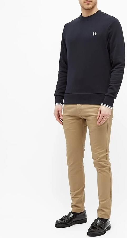 Fred Perry Heren Katoenen Sweatshirt met Geribbelde Afwerkingen Blue Heren - Foto 15