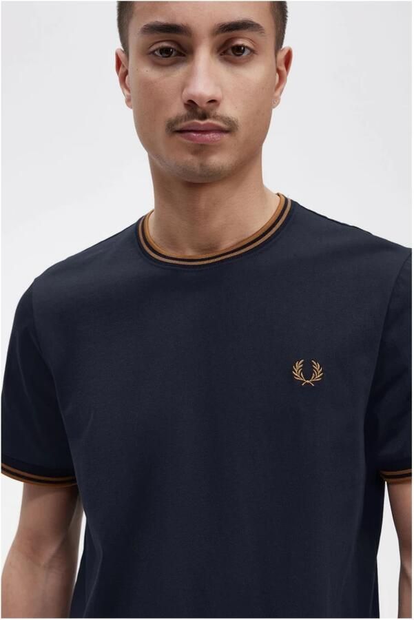 Fred Perry Heren T-shirt met dubbele streep decoratie Blue Heren - Foto 2