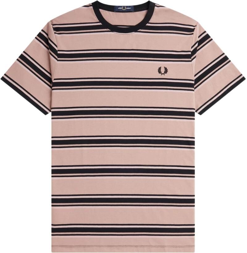 Fred Perry Stripe T-Shirt Pink- Heren Pink