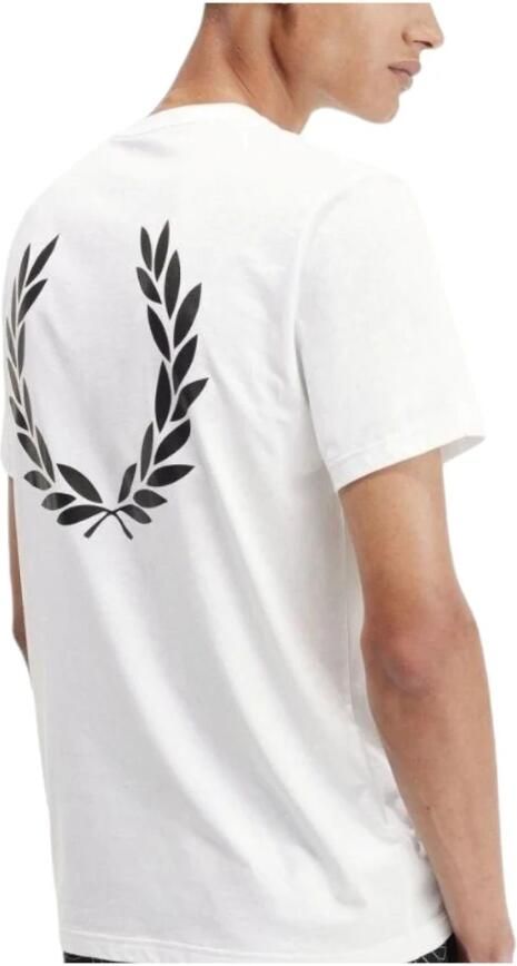 Fred Perry Witte grafische T-shirt met Laurel-ontwerp White Heren