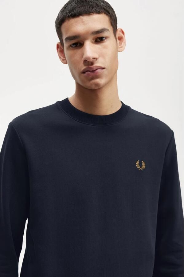 Fred Perry Heren Katoenen Sweatshirt met Geribbelde Afwerkingen Blue Heren - Foto 8