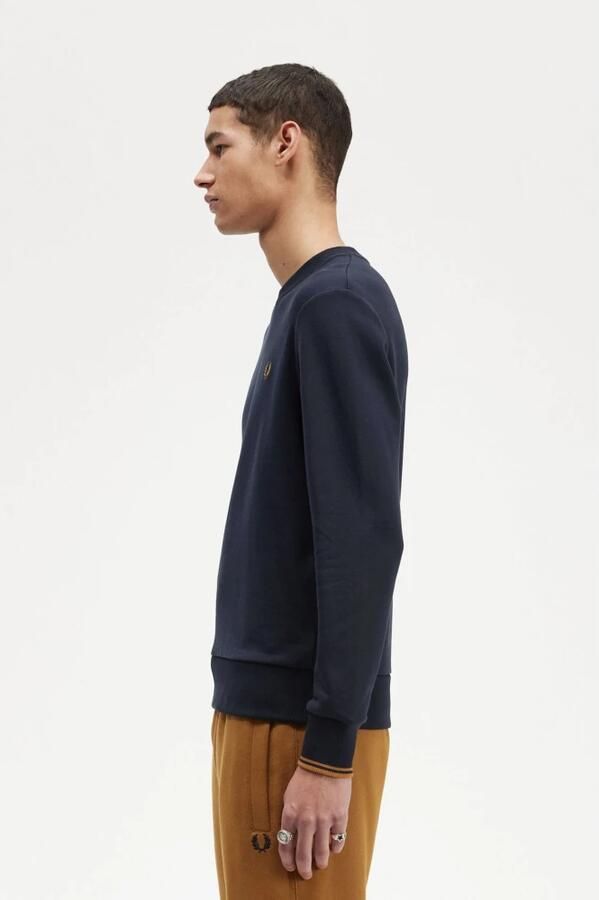 Fred Perry Heren Katoenen Sweatshirt met Geribbelde Afwerkingen Blue Heren - Foto 9