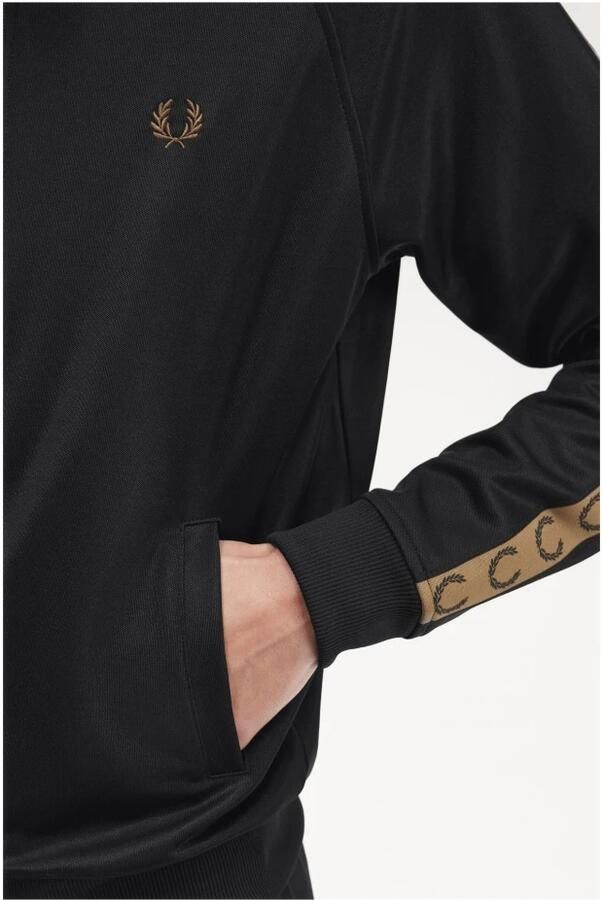 Fred Perry Zwarte Contrasterende Tape Trainingsjack Black Heren - Foto 2