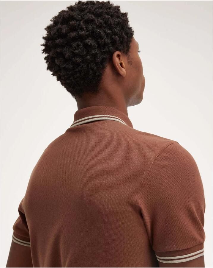 Fred Perry Twin Tipped Short Sleeve Polo Shirt Heren Brown- Heren Brown - Foto 3