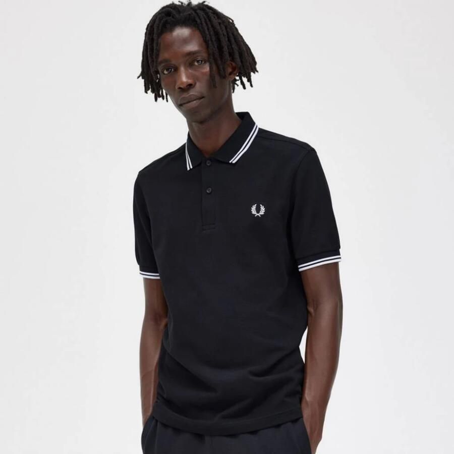 Fred Perry Slim Fit Twin Tipped Polo in Navy Snow White Mar Grass Blue Heren - Foto 4