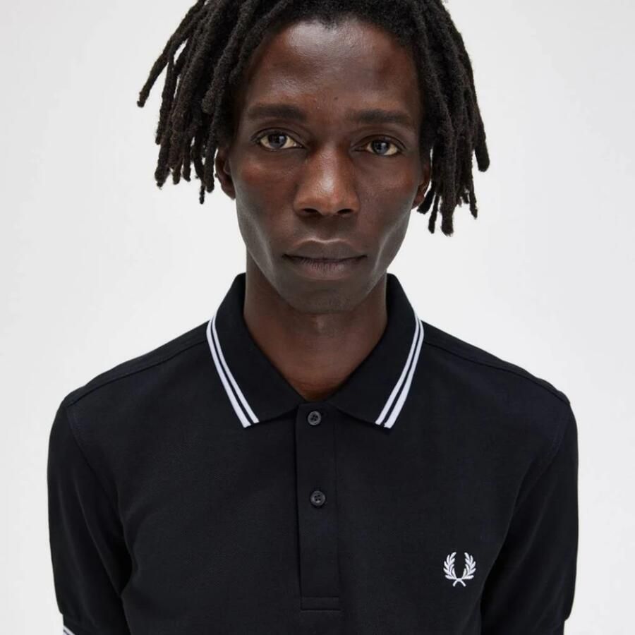 Fred Perry Slim Fit Twin Tipped Polo in Navy Snow White Mar Grass Blue Heren - Foto 5