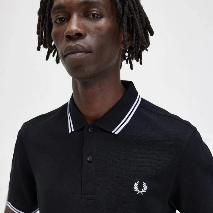 Fred Perry Slim Fit Twin Tipped Polo in Navy Snow White Mar Grass Blue Heren - Foto 6