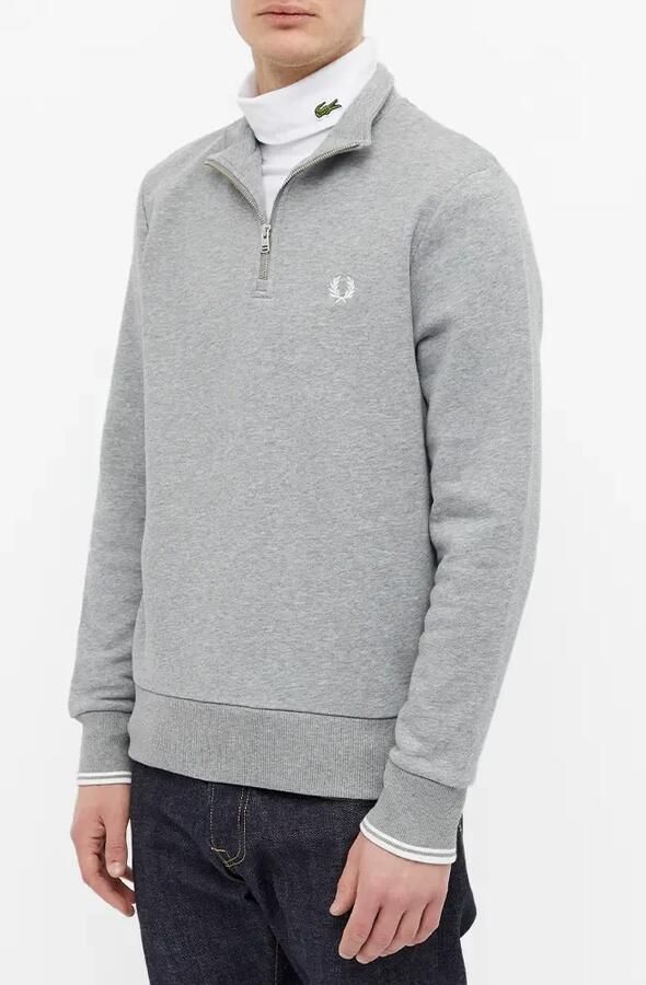 FRED PERRY Heren Truien & Vesten Half Zip Sweatshirt Lichtgrijs - Foto 11