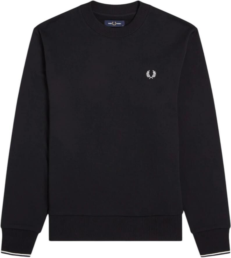Fred Perry Heren Sweatshirt met Dubbele Streep Manchet Black Heren
