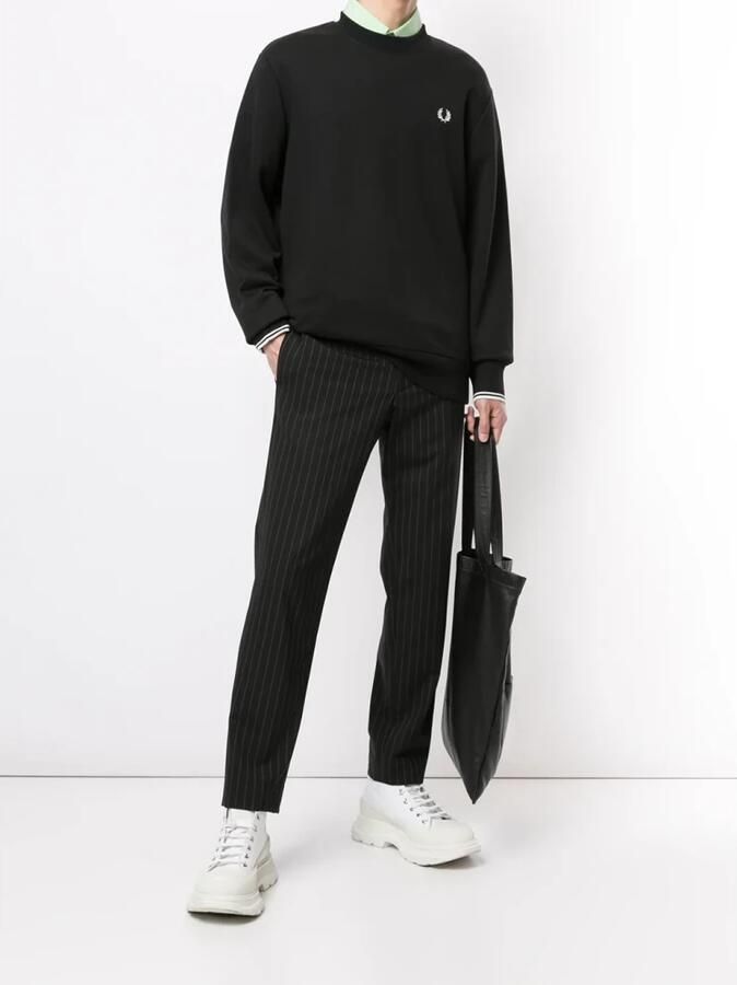 Fred Perry Heren Sweatshirt met Dubbele Streep Manchet Black Heren - Foto 5