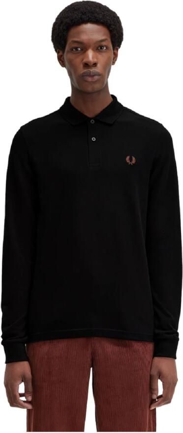 FRED PERRY Heren Polo's & T-shirts Long Sleeve Plain Shirt Zwart - Foto 4
