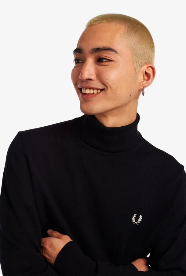 Fred Perry College Coltrui Zwart Dierenpatroon Winter Coltrui Black Heren - Foto 7