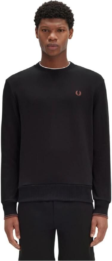 Fred Perry Zwarte Geborduurde Logo Ronde Hals Sweatshirt Black Heren - Foto 6