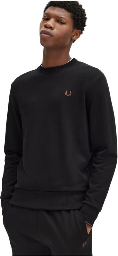 Fred Perry Zwarte Geborduurde Logo Ronde Hals Sweatshirt Black Heren - Foto 5