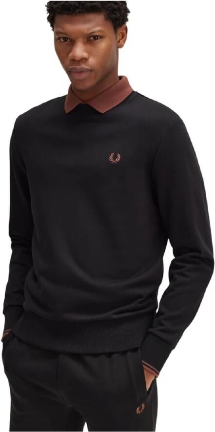 Fred Perry Zwarte Geborduurde Logo Ronde Hals Sweatshirt Black Heren - Foto 4