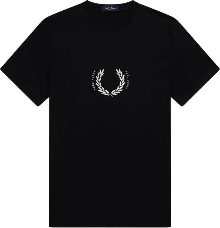Fred Perry Geborduurd Circle T-Shirt Zwart Black Heren