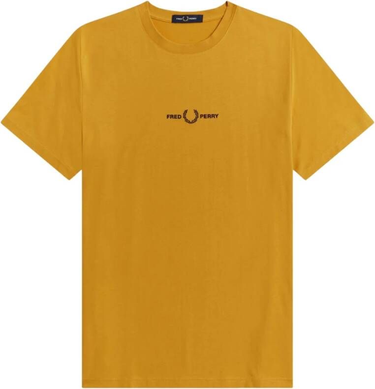 Fred Perry Geborduurd T-Shirt met Grafische Print Yellow Heren