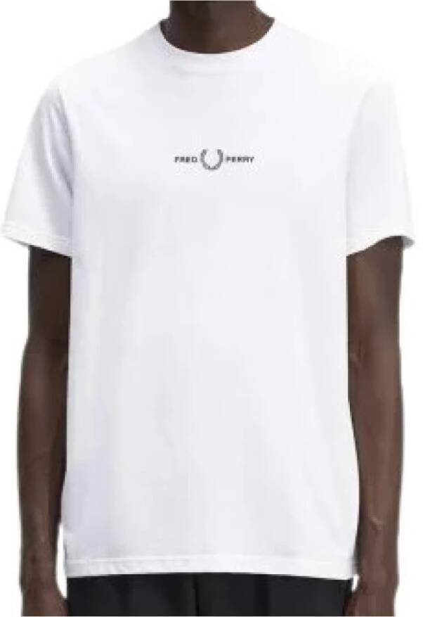 Fred Perry Geborduurd T-shirt voor moderne mannen Wit Heren
