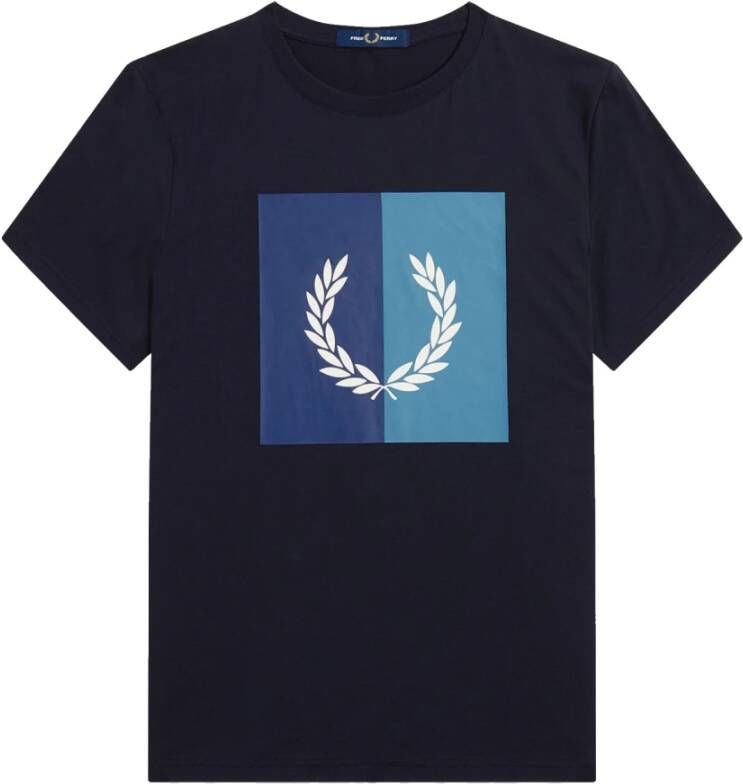 Fred Perry Grafisch T-shirt met Laurel-kransprint Blauw Heren