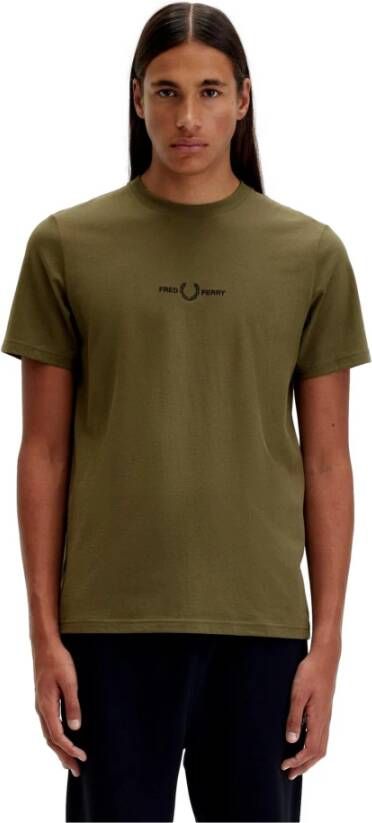 Fred Perry Groen Geborduurd Heren T-Shirt M4580 Green Unisex