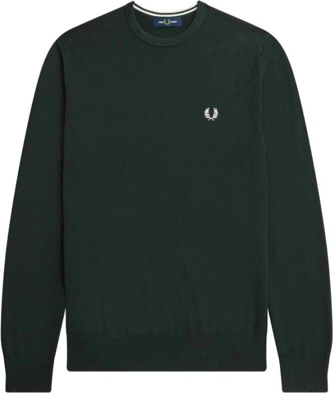 Fred Perry Groene Gebreide Trui met Geborduurd Logo Groen Heren