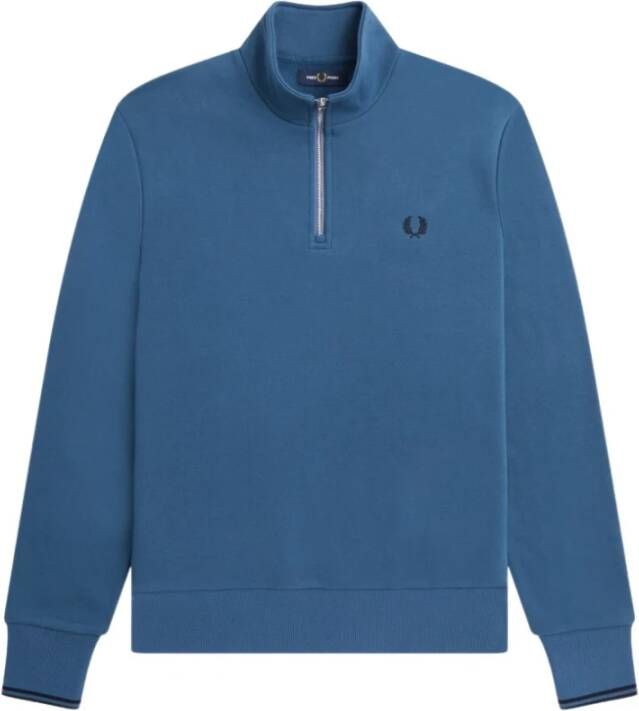 Fred Perry Half Zip Sweatshirt Midnight Blue Blauw Heren