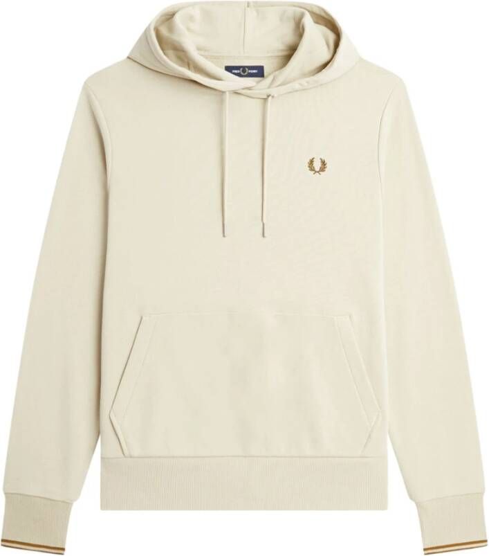 Fred Perry Beige Sportieve Hoodie met Verstelbare Capuchon en Kangaroo Zak Beige Heren