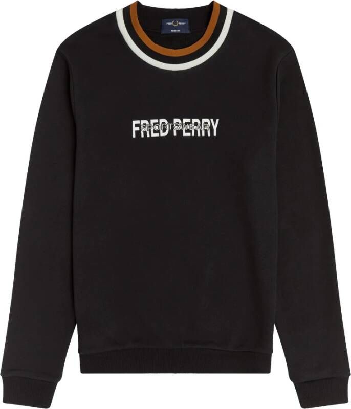 Fred Perry Heruitgave van Twin-Tipped Katoenen Sweatshirt Zwart Heren