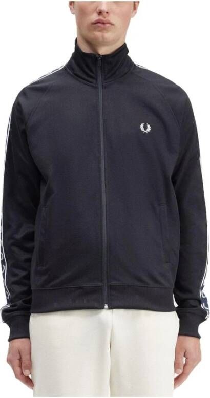 Fred Perry Contrast Tape Track Jacket Blue Heren