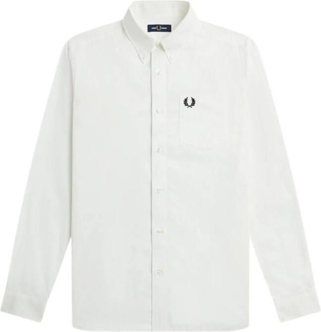 Fred Perry Klassieke Katoenen Button-Down Overhemd White Heren