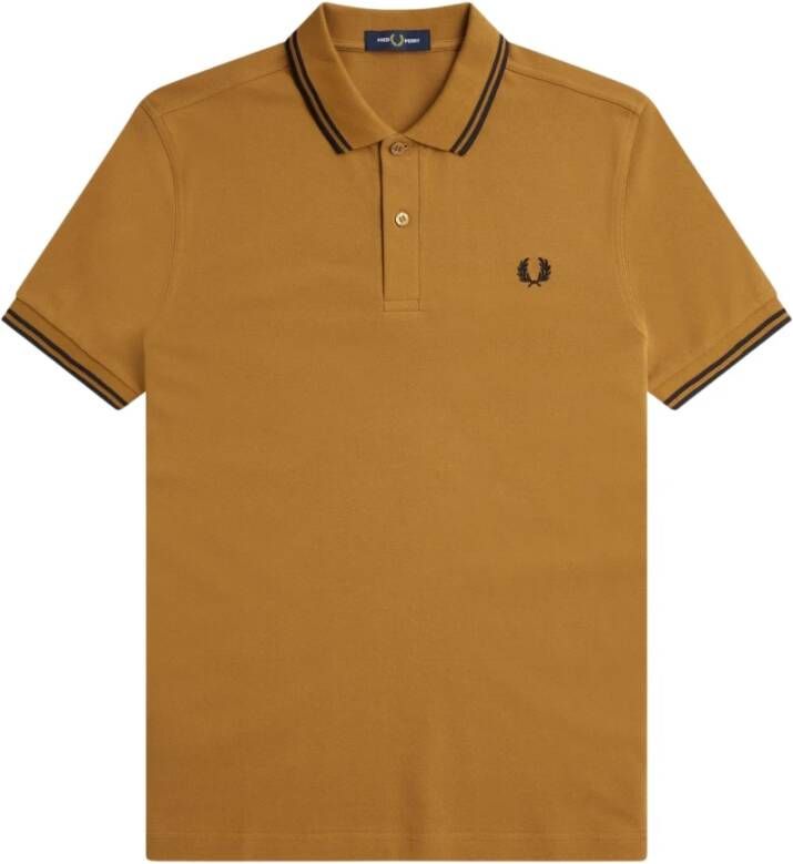 Fred Perry Klassieke katoenen polo met dubbele streep Bruin Heren