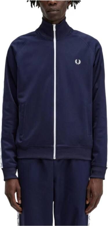 Fred Perry Blauwe herenhoodie met iconische sportkledingstijl Blauw Heren
