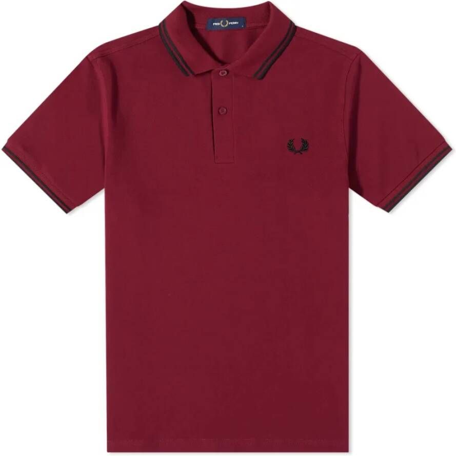 Fred Perry Klassieke Slim Fit Twin Tipped Polo Shirt Rood Heren