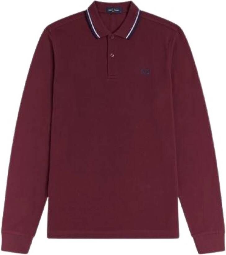 Fred Perry Lange Mouw Piqué Polo Rood Heren