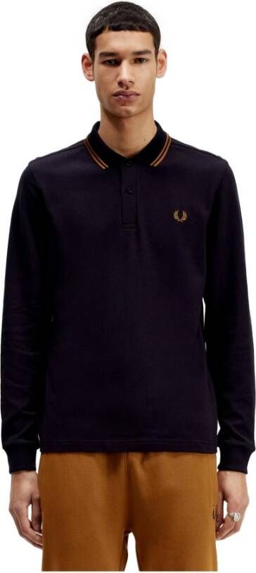 Fred Perry Lange Mouw Polo Shirt Blauw Heren