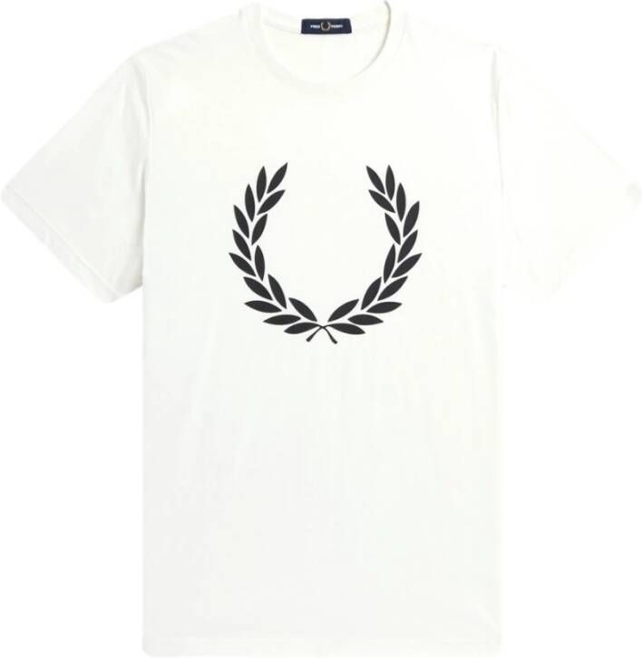 Fred Perry T-shirt manica corta girocollo e stampa Laurel Wreath uomo M4725 Bianco Wit Heren