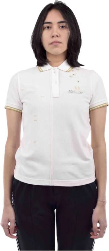 Fred Perry Le Kilt Wit Contrast Polo Shirt White Dames