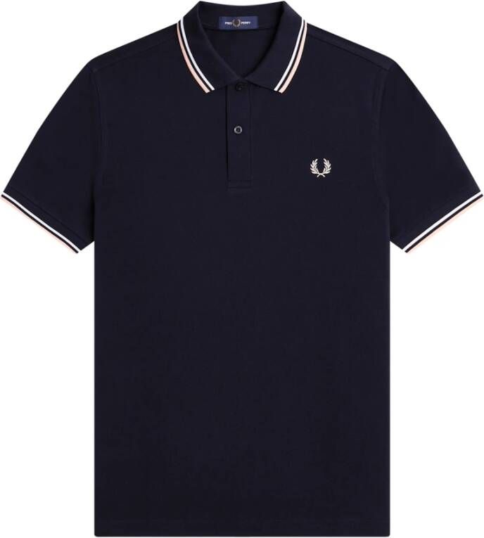 Fred Perry Marineblauwe Zijdegetipte Polo Shirt Blauw Heren