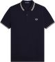 Fred Perry Polo manica corta con collo clico e polsini bordati a contrasto e logo ricamato sul petto uomo Fredperry M3600 Navy Bianco Blauw Heren - Thumbnail 3