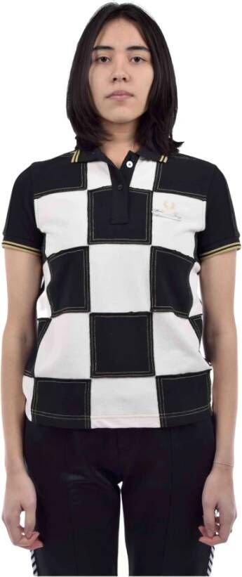 Fred Perry Patchwork Polo Shirt Zwart Dames