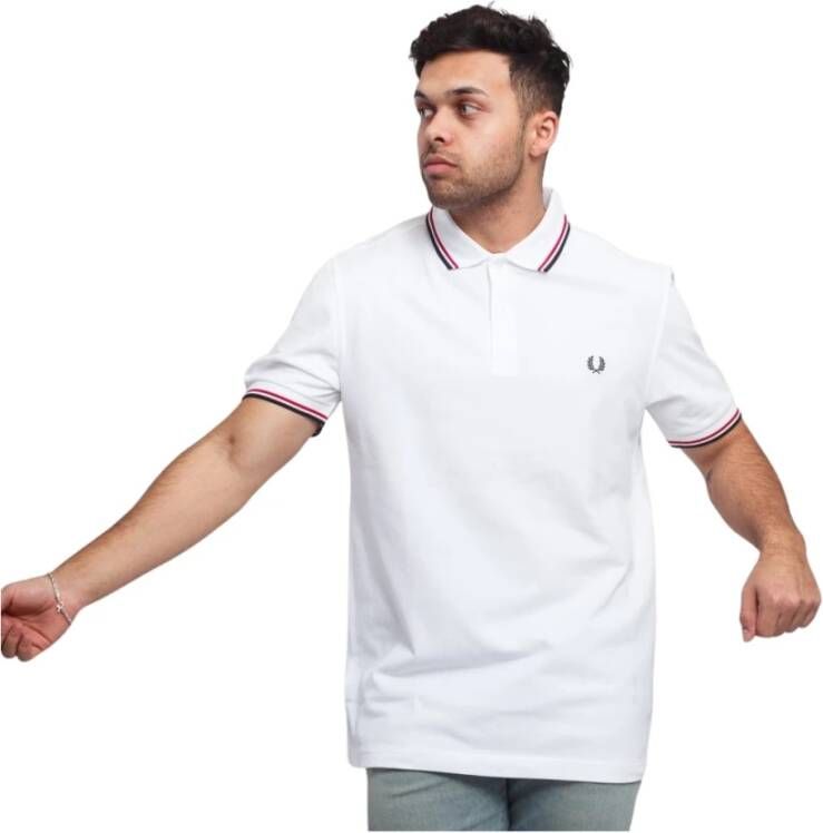Fred Perry Piqué Polo Shirt Wit Heren