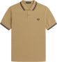 Fred Perry Polo manica corta con collo clico e polsini bordati a contrasto e logo ricamato sul petto uomo Fredperry M3600 Beige Navy Beige Heren - Thumbnail 2