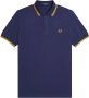 Fred Perry Originele Twin Tipped Polo Diep Carbon Donker Karamel Blue Heren - Thumbnail 2