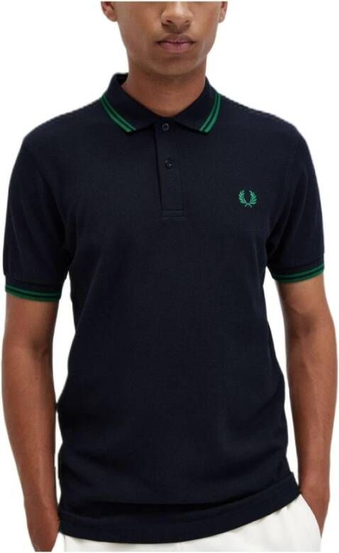 Fred Perry Blauwe Twin Tipped Polo T-shirts en Polos Blue Heren