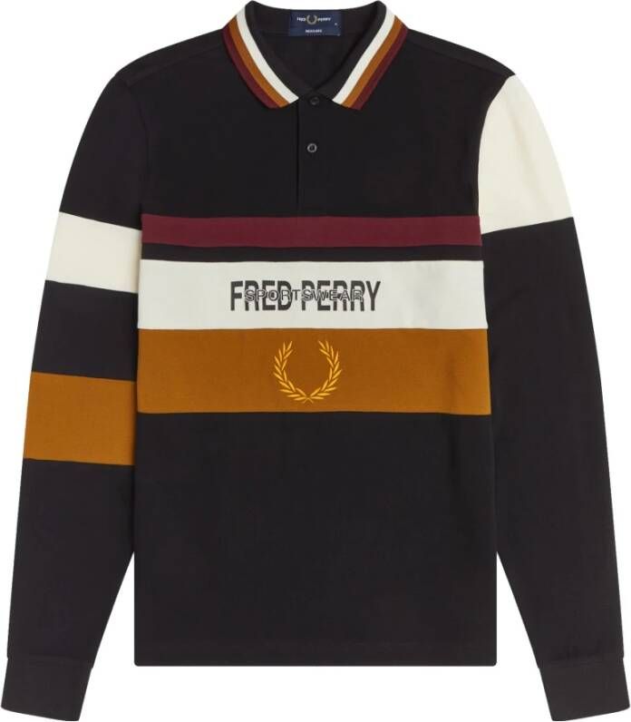 Fred Perry Polo Shirt met Lange Mouwen Zwart Heren