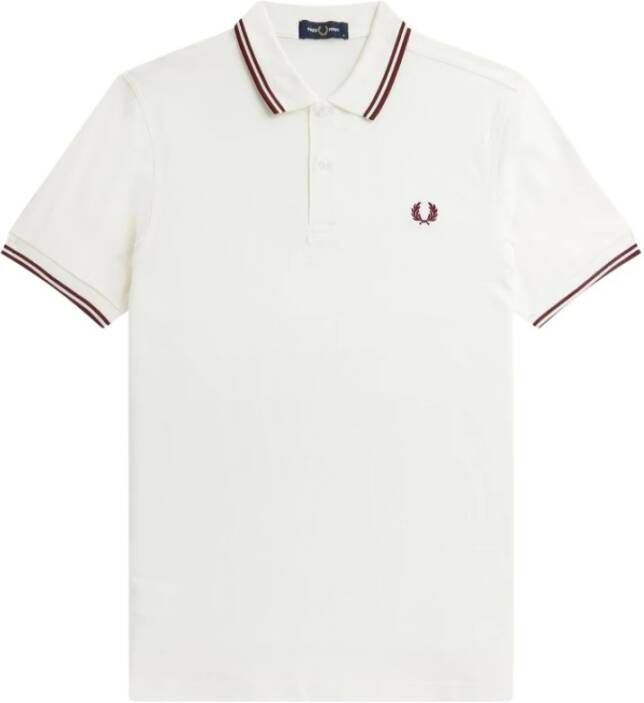 Fred Perry Authentieke slanke fit Twin getipt paal Wit Heren