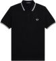 Fred Perry Slim Fit Twin Tipped Polo in Navy Snow White Mar Grass Blue Heren - Thumbnail 3