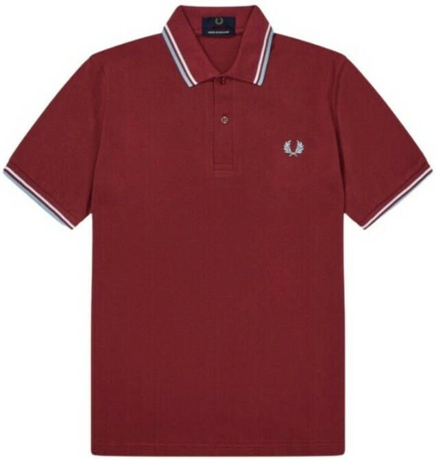 Fred Perry Piqué Polo Dubbele Streep Moderne Pasvorm Brown Heren