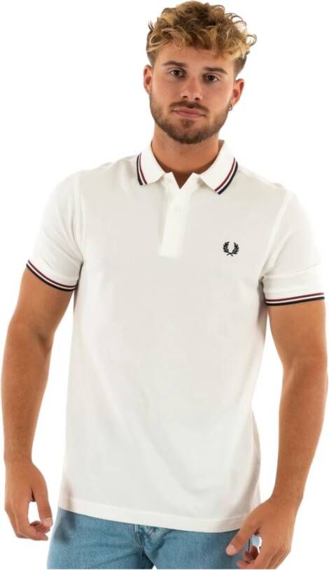 Fred Perry Twin Tipped Short Sleeve Polo Shirt Heren White- Heren White