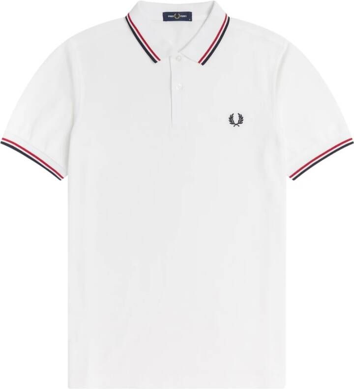 Fred Perry Twin Tipped Short Sleeve Polo Shirt Heren White- Heren White - Foto 3